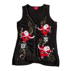 Jack B Quick Holiday Vintage Dancing Santa Sweater Vest Size S